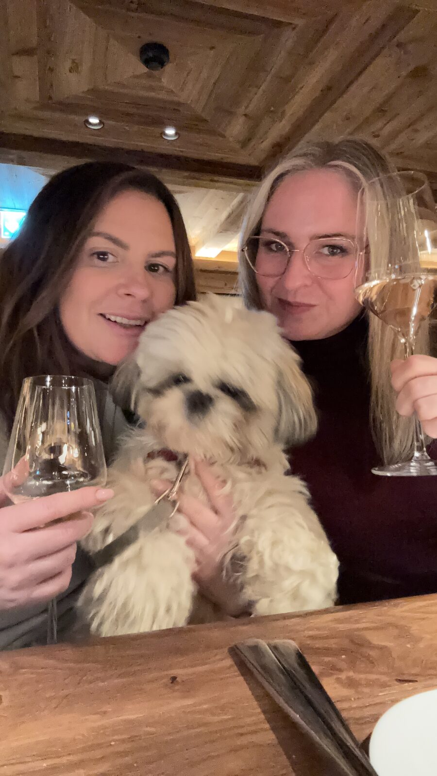 Dinner in Gstaad with Daisy at the table
