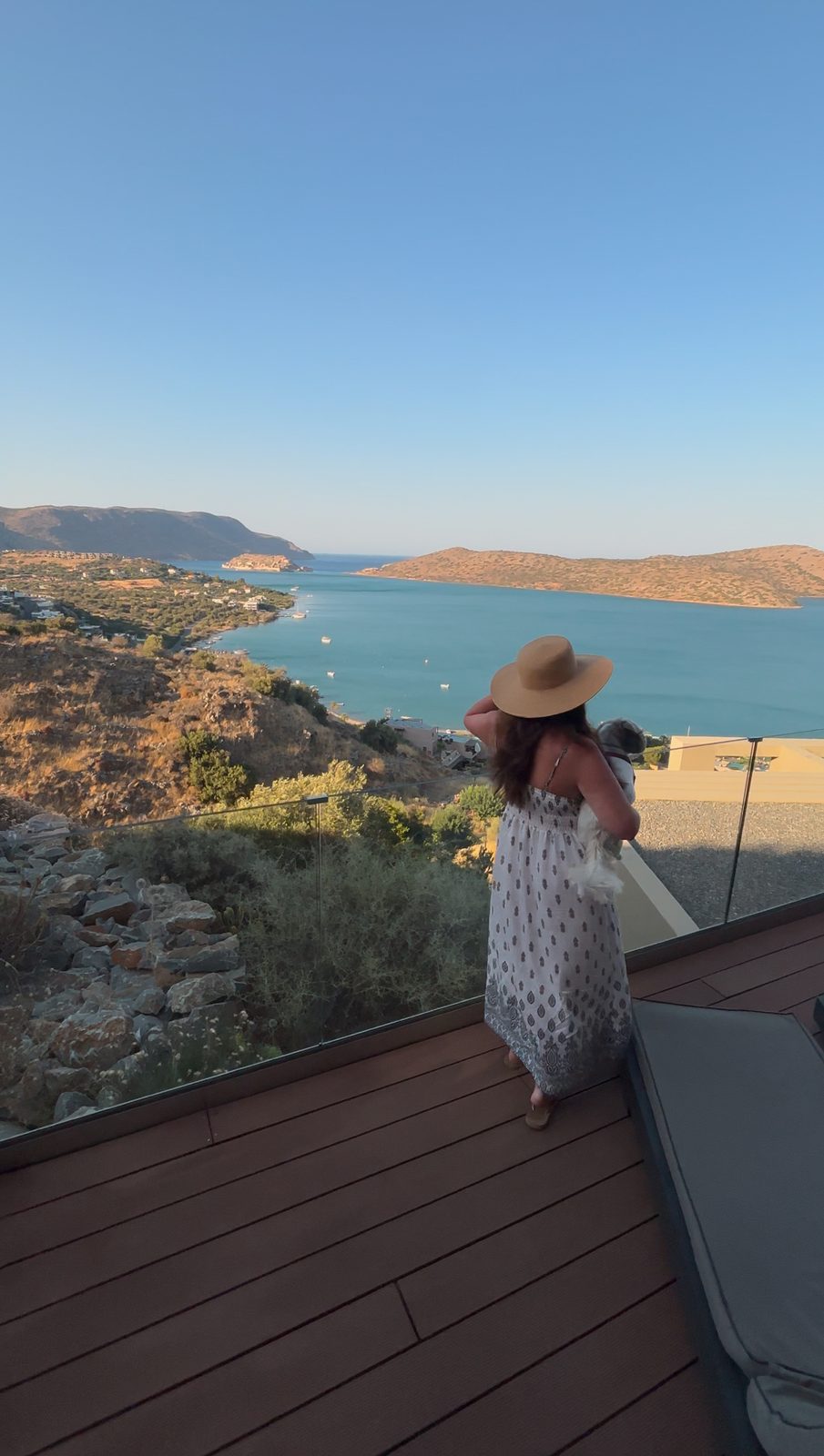 Daisy Approved: the suite terrace above Elounda Bay at golden hour, the view no photo does justice