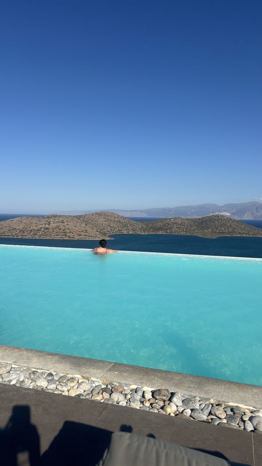 The rooftop pool, bay spread out below